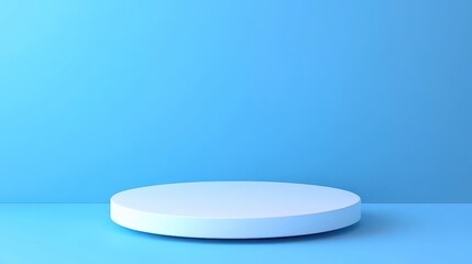 White Circular Platform Against Blue Background