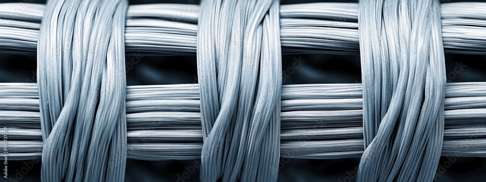 Poster Close-up of interwoven light blue fibers, creating a textured pattern.