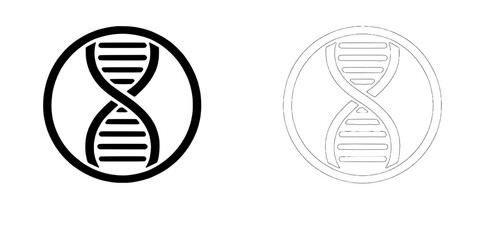 DNA Double Helix Icons:  Black and White Vector Graphics 