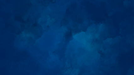 Abstract soft dark blue watercolor sky and clouds. The background is dark blue watercolor grunge paper,
