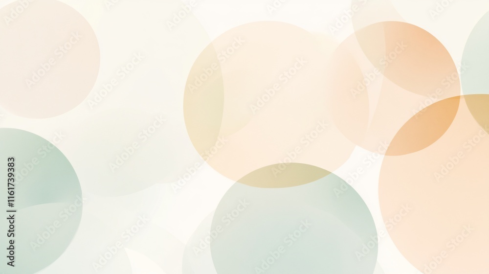 Aufkleber abstract background with pastel-colored translucent circles on white.