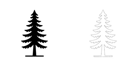 Pine Tree Icon Set: A simple and elegant set of pine tree icons, perfect for web design, branding, or any project that needs a touch of nature.
