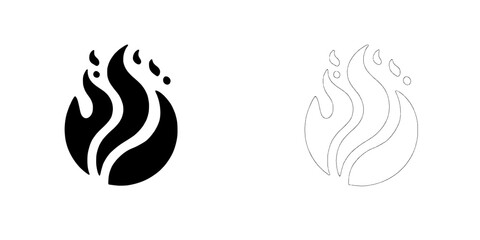 Obraz premium Fiery Icon: Black and White Flame Logo Designs 