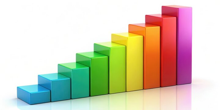 Colorful layered bars with increasing value at each step, price tiers