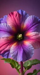Naklejka premium A close up of a purple flower with a pink background.
