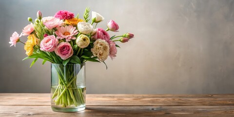 Fototapeta premium Freshly cut flowers arranged in a delicate vase, arrangement, vase, arrangement