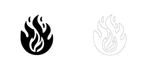 Fiery Circle Logo: Black and White Flame Icon Design 