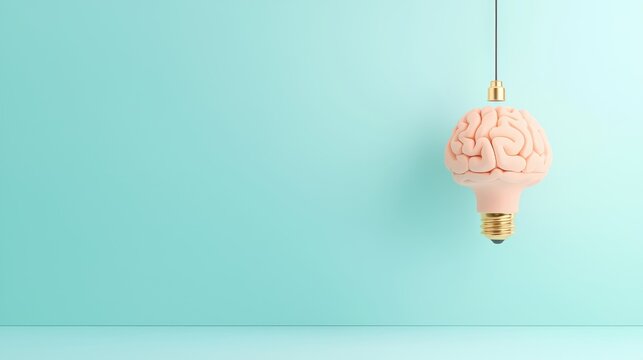 Conceptual image of a hanging brain shaped lightbulb symbolizing creativity innovation and the power of the human mind  The image represents the connection between intelligence ideas