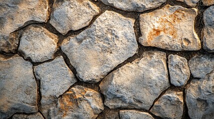 Obraz premium Weathered stone wall with uneven texture and natural colors.