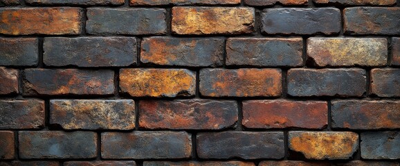 Obraz premium Multi-Colored Brick Wall Texture Rustic, Aged Brickwork Background