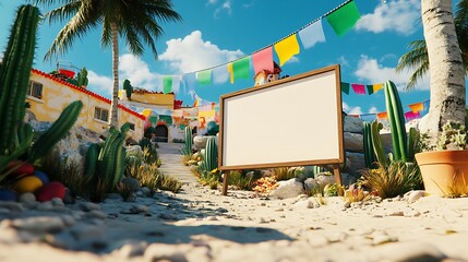 Empty sign, mexican street, desert town.