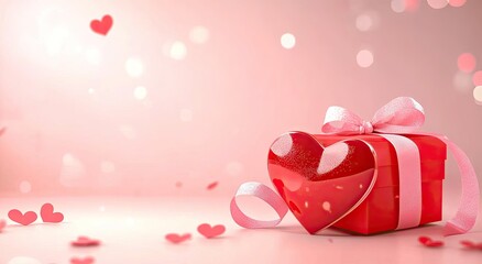 Valentine's day gifts with hearts and copyspace, saint valentine and love background concept, blank space, hd