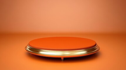 Orange Round Platform With Gold Trim