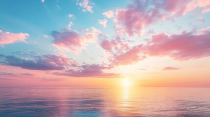 Obraz premium Pastel Sunset Over Calm Ocean: A Serene Seascape