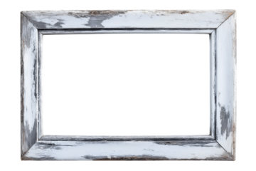 Whitewashed wooden frame with a nautical vibe, Isolated on transparent background cut out