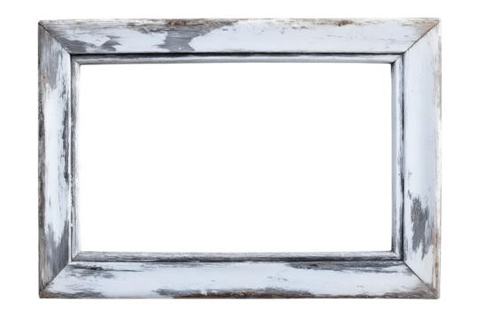 Whitewashed wooden frame with a nautical vibe, Isolated on transparent background cut out