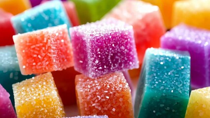 close up colorful jelly and gummy