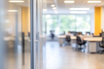 Abstract Blurred Office Interior for Business Background or Backdrop - Defocused Working Space with Blurry Effect