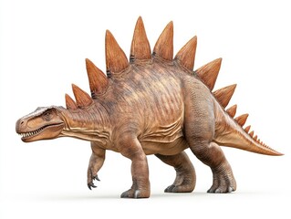 A realistic depiction of a Stegosaurus, showcasing its distinctive spiked back and robust body.