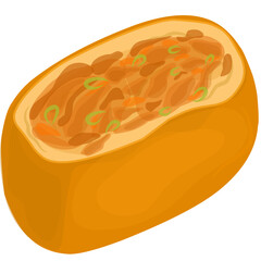 Illustration of meatball tofu with topping