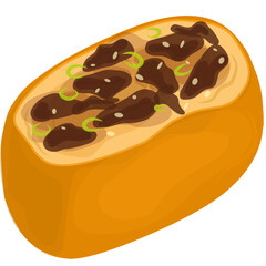 Illustration of meatball tofu with mushroom