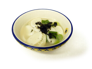 Korean New Year's food. Rice cake soup