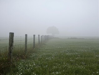 Obraz premium misty morning in the field