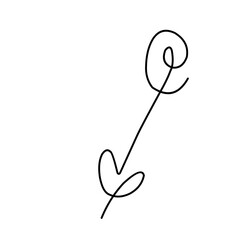 hand drawn one line abstract flower  wedding herb  leave  wildflower for logo or tattoo silhouette 