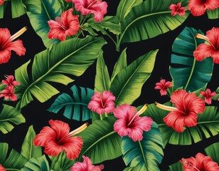 hibiscus seamless pattern