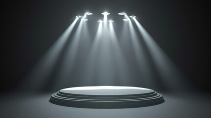 Illuminated Stage Platform With Spotlights Above