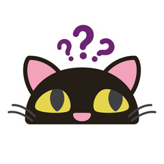 funny kawaii cute black cat sticker expression.