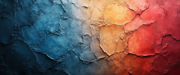 Fototapeta premium Abstract Textured Wall Blue, Orange, and Red Gradient Background