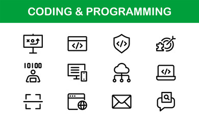 Customizable Coding and Programming Icons. Vector Graphics for Development, Design Systems, and Tech Workflows