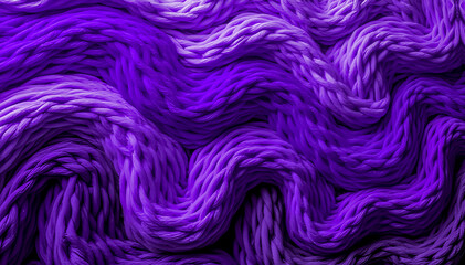 Obraz premium Vibrant purple knitted texture with wavy abstract patterns creating a soft background