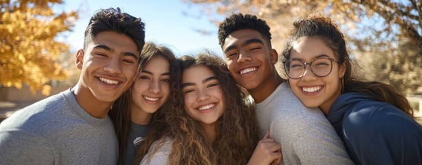 Fototapeta premium Excited Teenagers Enjoying Outdoor Fun in Vibrant Portrait
