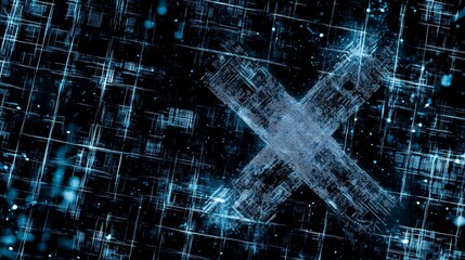 Obraz premium Abstract digital X mark on grid.