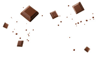 chocolate falling and splashing cut out on transparent png