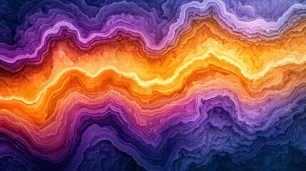 Fototapeta premium Abstract background with vibrant wavy layers in purple, orange, and yellow tones.