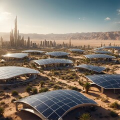 future sunset in the city