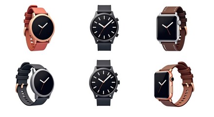 Stylish Watch Collection Illustration Set Featuring Modern Digital and Analog Designs for Fashion and Technology Concepts