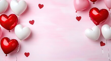 Valentine's day hearts ballons with copyspace, saint valentine and love background concept, blank space, hd