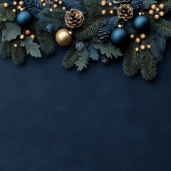 Elegant Christmas Border  Dark Green   Gold Festive Decor