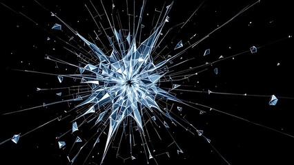 Obraz premium Shattered broken glass car window on black background, for overlay and screen layer modes