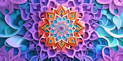 Intricate 3D Mandala Art: Vibrant Hues and Layered Paper Design