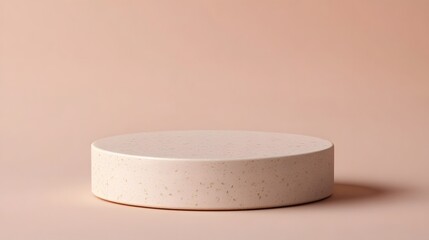 A minimalist podium on a soft pastel pink background, with a smooth surface and an empty space for a product display.