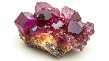 Fototapeta premium A stunning cluster of ruby crystals showcasing vibrant red hue and intricate formations.