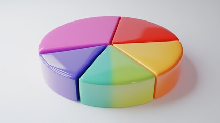 Colorful Pie Chart Segments Displaying Vibrant Shades and Patterns