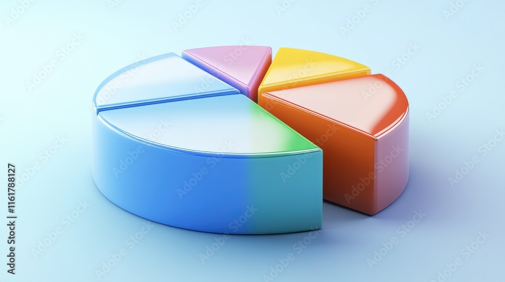 Poster 3d colorful pie chart representing data analysis and statistics visual