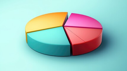 Obraz premium Vibrant and Modern 3D Pie Chart on Soft Blue Background