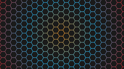 Pattern background design with hexagonal shape | Gradient effect on hexagonal pattern background | Luxury geometric background with orange-blue color